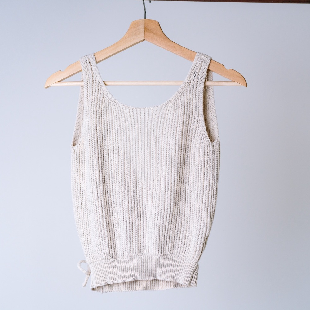Cream Two Way Knit sweater Tank top beige cream